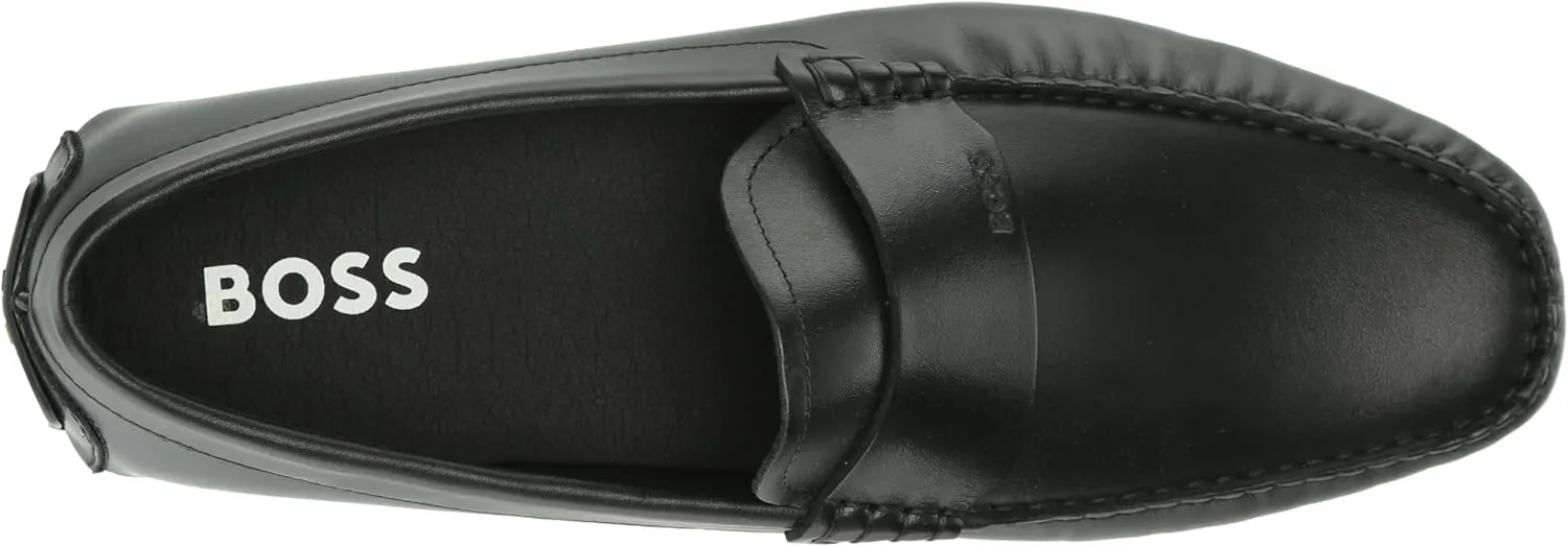 BOSS Men's Smooth Leather Slip on Drivers Loafer