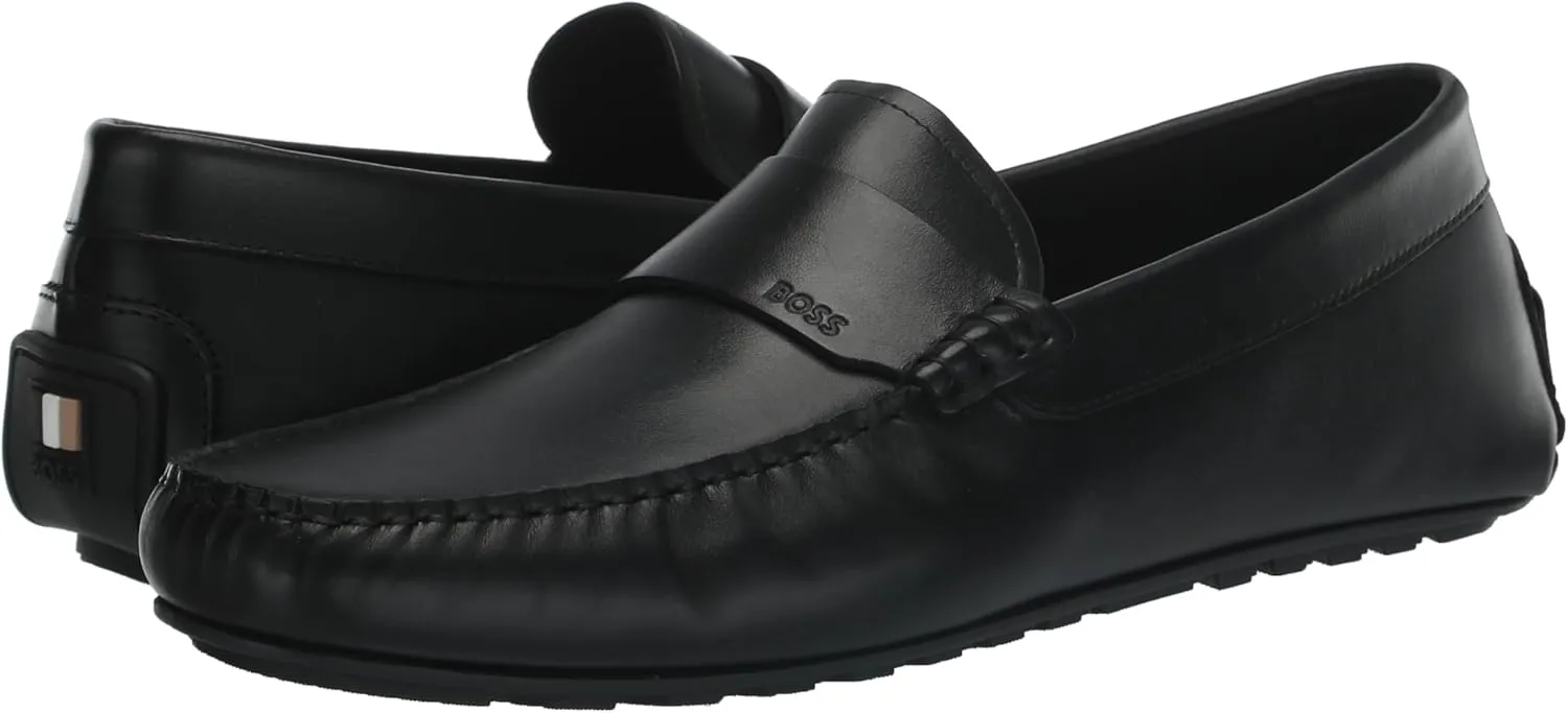 BOSS Men's Smooth Leather Slip on Drivers Loafer