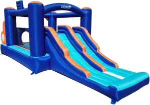 Bounce House Inflatable for Kids - 2 Racing Slides, Spacious Jumping Area, Tunnels & Climbing Walls with Blower for Outdoor Play Simple Obstacle