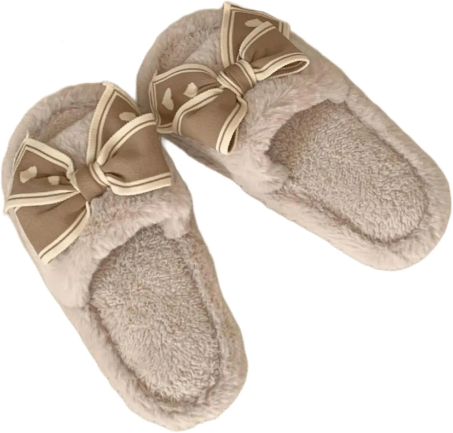 Bow Slippers for Women Indoor Open Toe Plush Bow Tie Slides House Shoes Soft Non-Slip Sole Slip On Slippers with Bows Winter Warm Home Cotton Slippers Bedroom Slippers Outdoor Wear