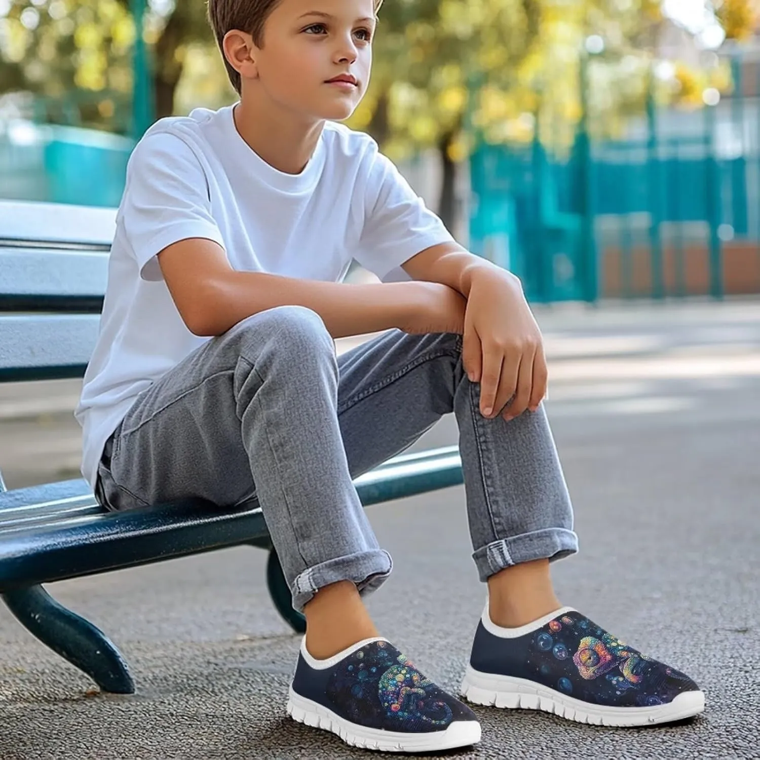 Boys Tennis Shoes Non Slip Kids Slip On Sneakers for Outdoor Activities