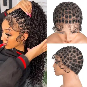 Braided Wig Cap With Baby Hair Crochet Wig Cap For Crochet Braids Hair Glueless Double Full Hd Lace Wig Caps For Black Women (Black-123)