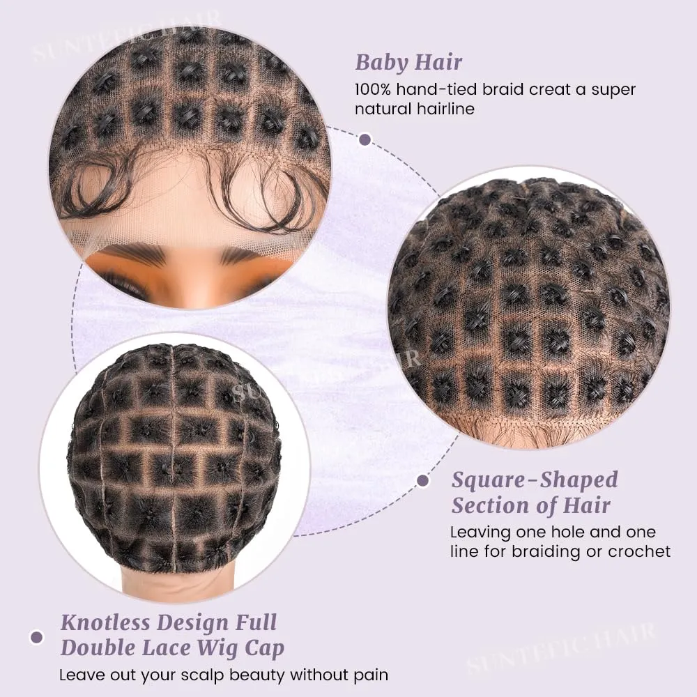 Braided Wig Cap With Baby Hair Crochet Wig Cap For Crochet Braids Hair Glueless Double Full Hd Lace Wig Caps For Black Women (Black-123)