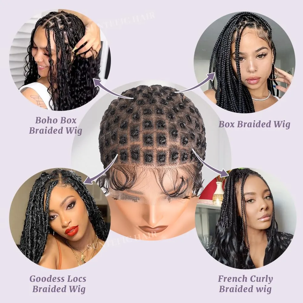Braided Wig Cap With Baby Hair Crochet Wig Cap For Crochet Braids Hair Glueless Double Full Hd Lace Wig Caps For Black Women (Black-123)