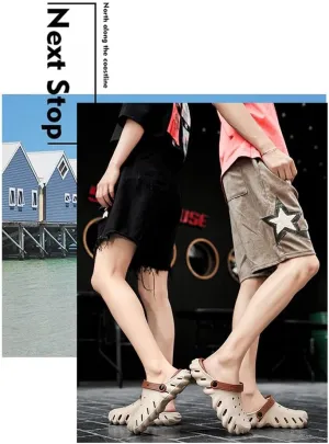 Breathable Hollow Design Men's Garden Clogs - Comfortable Slip-On Couple Beach Shoes Anti-Slip