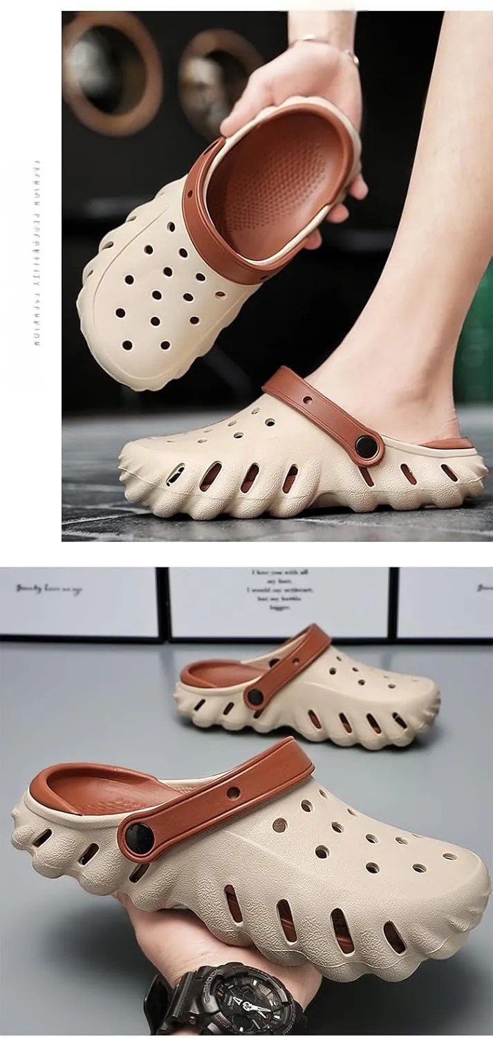 Breathable Hollow Design Men's Garden Clogs - Comfortable Slip-On Couple Beach Shoes Anti-Slip