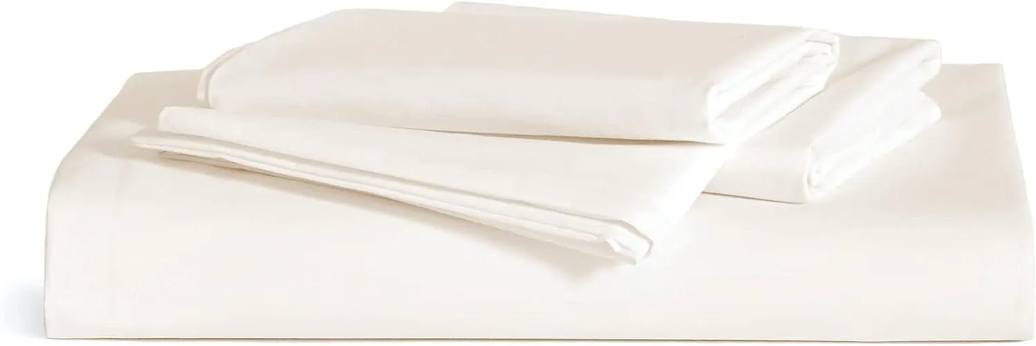 Brooklinen Luxury Sateen 3 Piece Sheet Set - No Flat Sheet Set, 100% Cotton, California King Size in Cream - 1 Fitted Sheet and 2 Pillowcases | Best Luxury Sheets