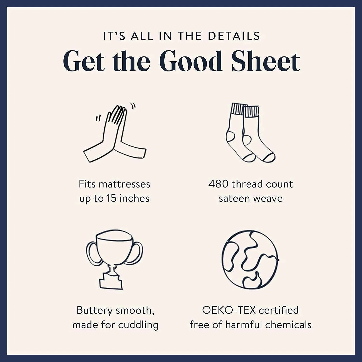 Brooklinen Luxury Sateen 3 Piece Sheet Set - No Flat Sheet Set, 100% Cotton, California King Size in Cream - 1 Fitted Sheet and 2 Pillowcases | Best Luxury Sheets