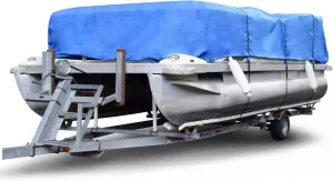 Budge P-1200-1 1200 Denier Pontoon Cover Blue Size PT2: Long Waterproof, Heavy Duty, UV Resistant, 17' to 20' Long (Beam Width Up to 110")