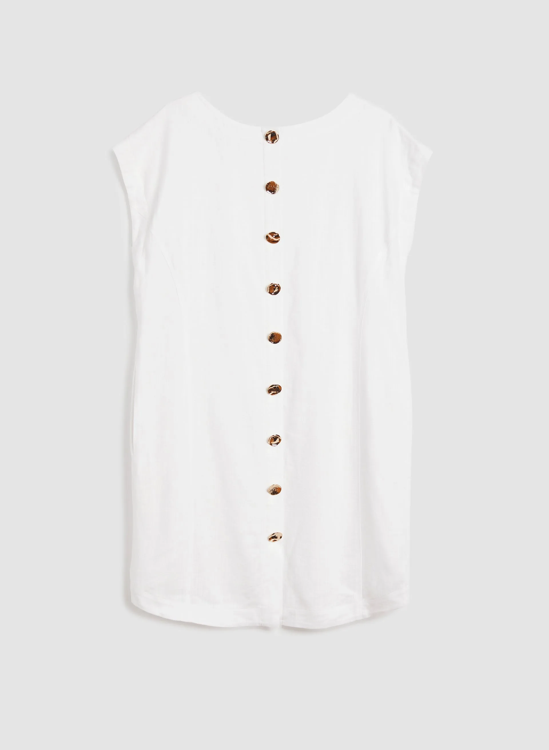 Button Back Linen Blend Dress