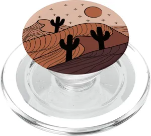 Cactus Desert Western Country Landscape Boho Beige Brown PopSockets MagSafe PopGrip for iPhone