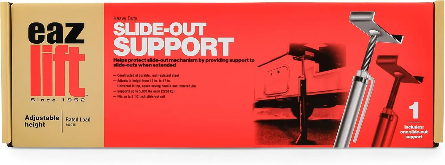 Camco EAZ-Lift Premium RV Slide-Out Support - Features an Adjustable Height of 19-inches to 47-inches, a Durable Steel Construction, and can Hold Up to 5,000lbs Each (48867)