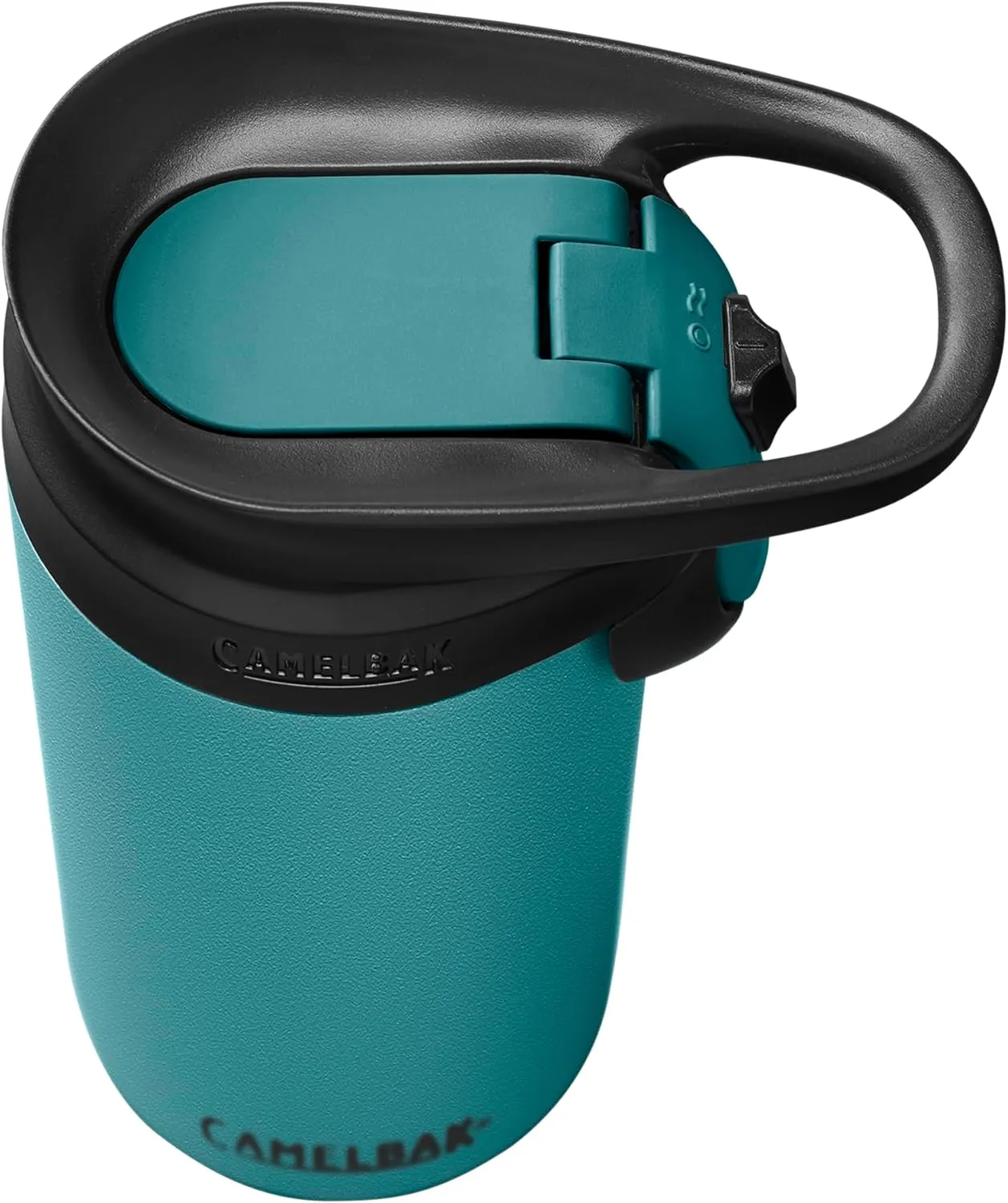 CamelBak Forge Flow Coffee & Travel Mug, Insulated Stainless Steel - Non-Slip Silicon Base - Easy One-Handed Operation - 12oz, Lagoon