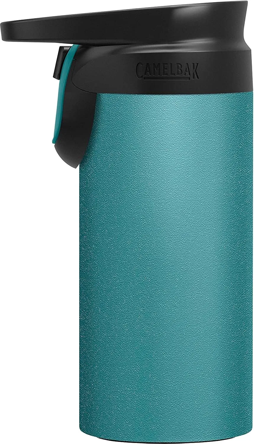 CamelBak Forge Flow Coffee & Travel Mug, Insulated Stainless Steel - Non-Slip Silicon Base - Easy One-Handed Operation - 12oz, Lagoon