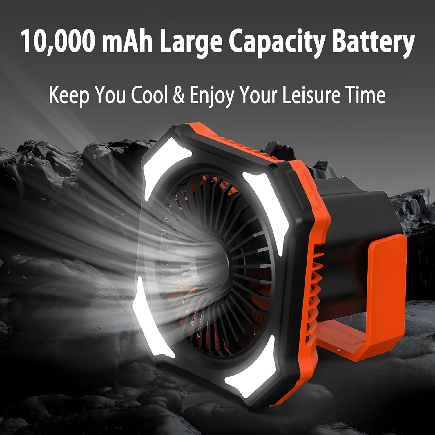 Camping Fan with LED Lantern, 3 Level Fan Speed 10000mAh Rechargeable Battery Powered Fan with Remote for Travel, Hiking, Fishing, Picnic