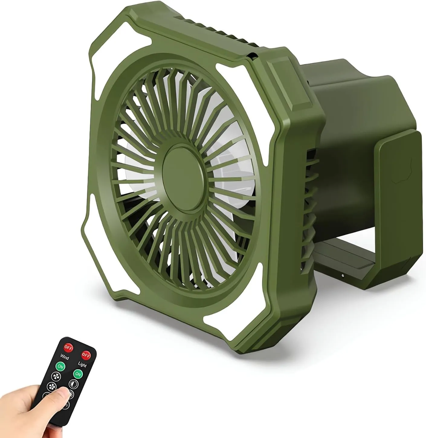 Camping Fan with LED Lantern, 3 Level Fan Speed 10000mAh Rechargeable Battery Powered Fan with Remote for Travel, Hiking, Fishing, Picnic