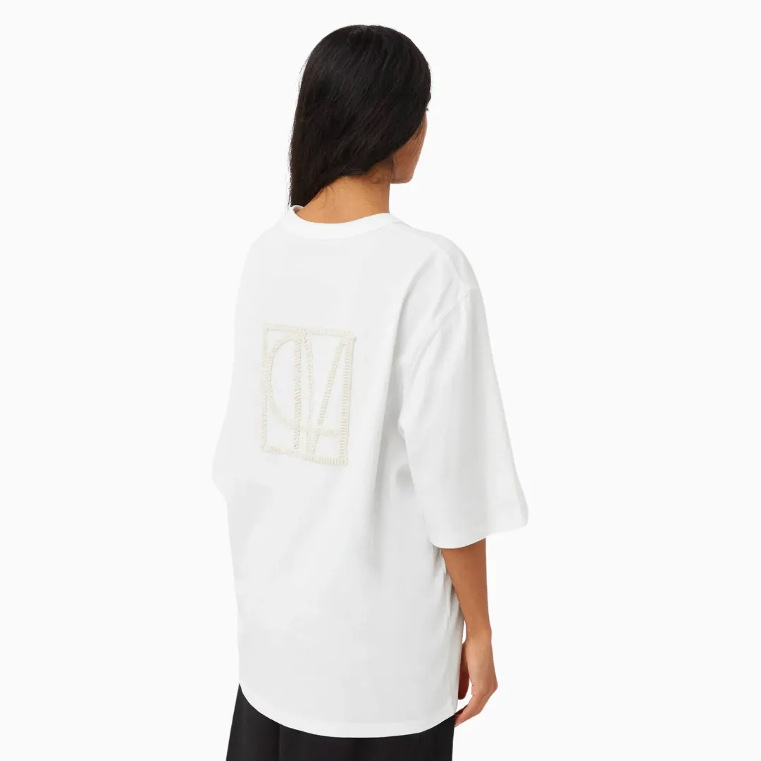 c&m sidra embroidered tee soft white
