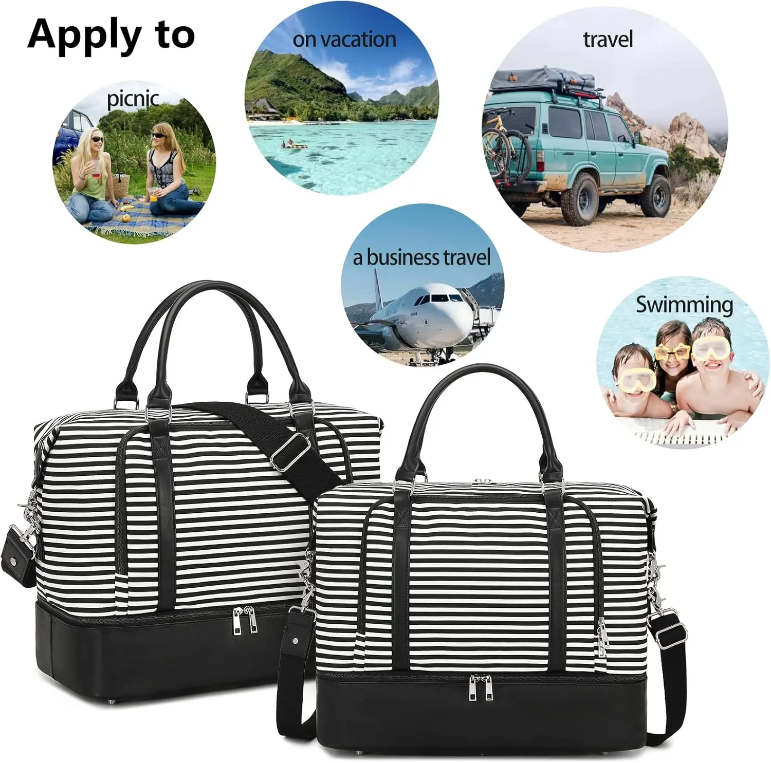 CAMTOP Women Ladies Travel Weekender Bag Overnight Duffel Carry-on Tote Bag fit 15.6 Inch Laptop Computer