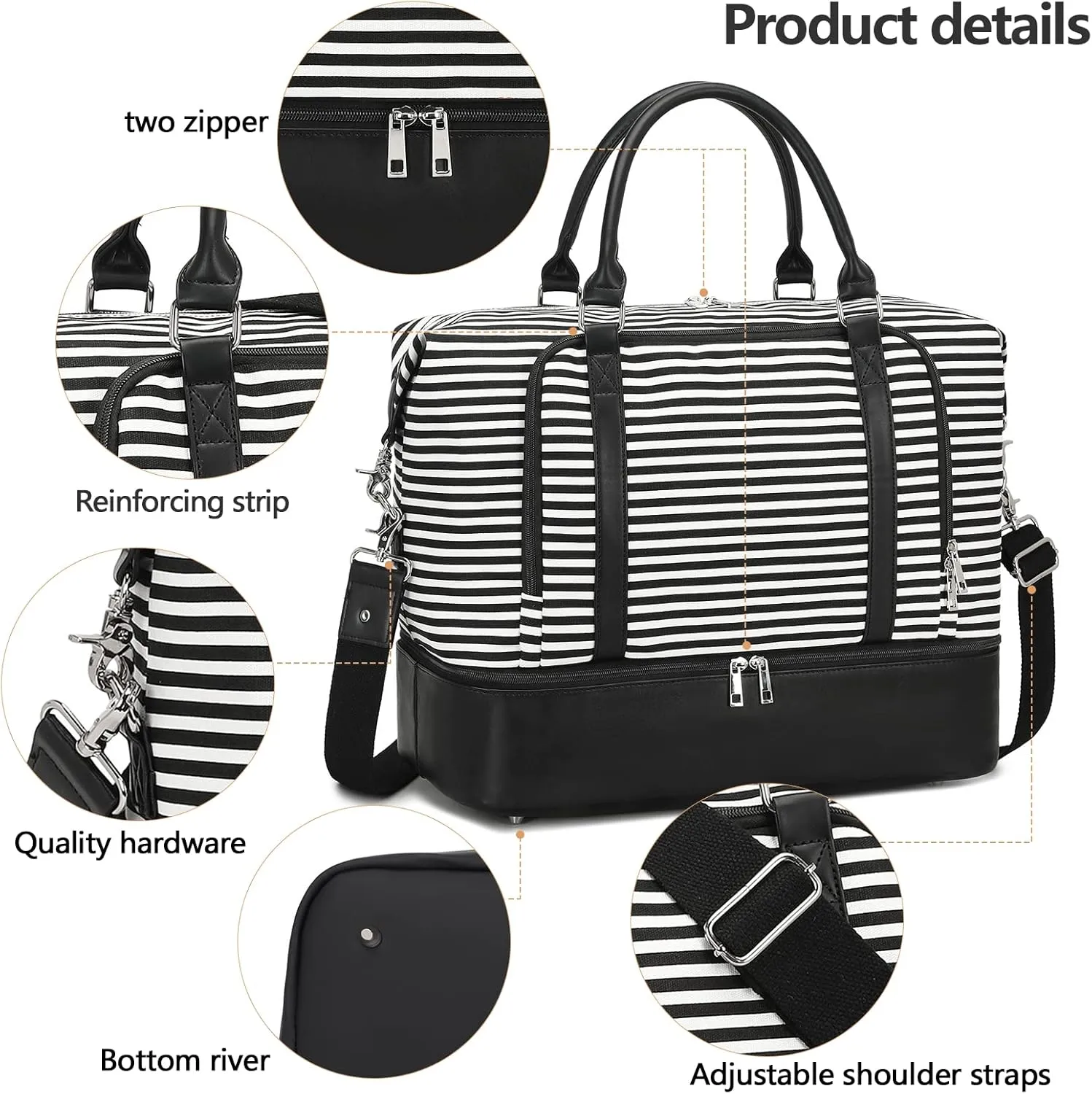 CAMTOP Women Ladies Travel Weekender Bag Overnight Duffel Carry-on Tote Bag fit 15.6 Inch Laptop Computer