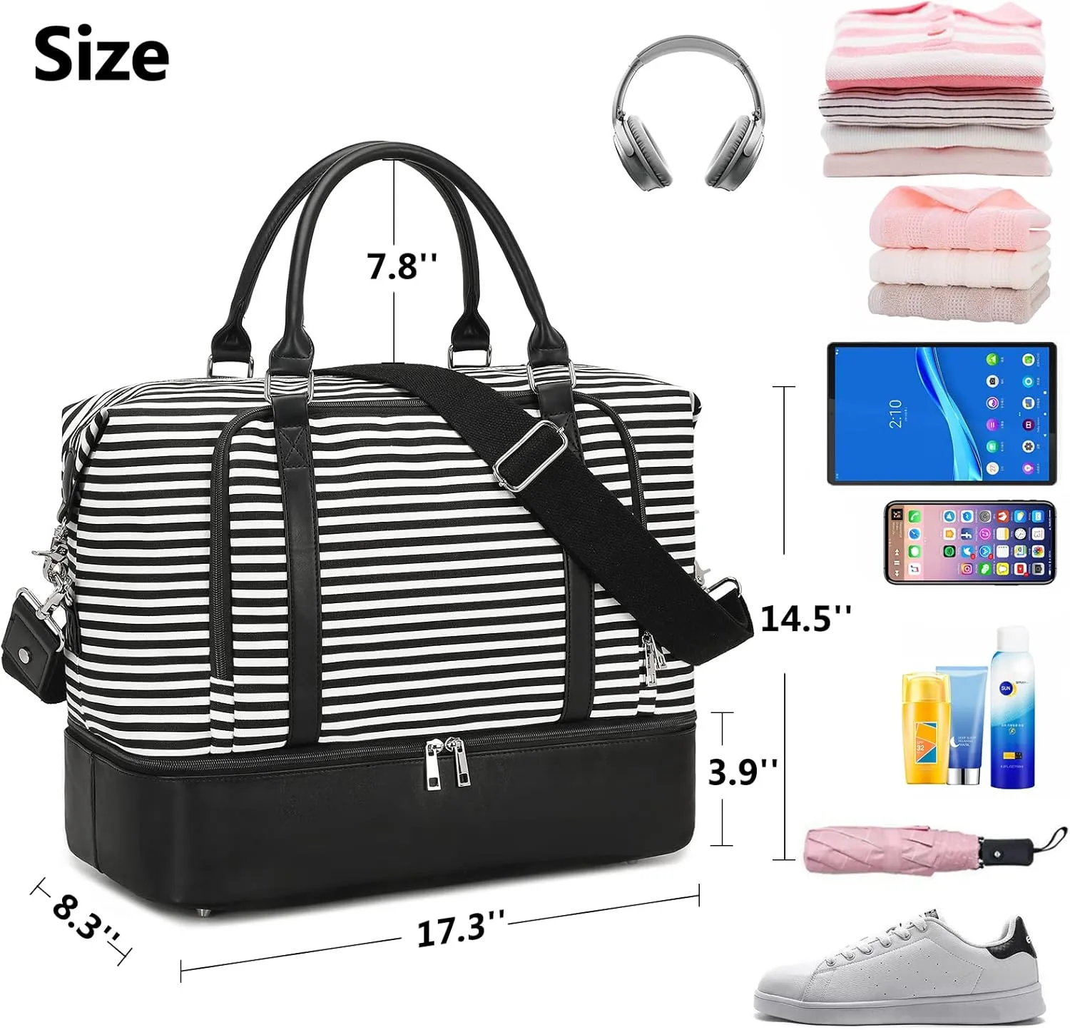 CAMTOP Women Ladies Travel Weekender Bag Overnight Duffel Carry-on Tote Bag fit 15.6 Inch Laptop Computer