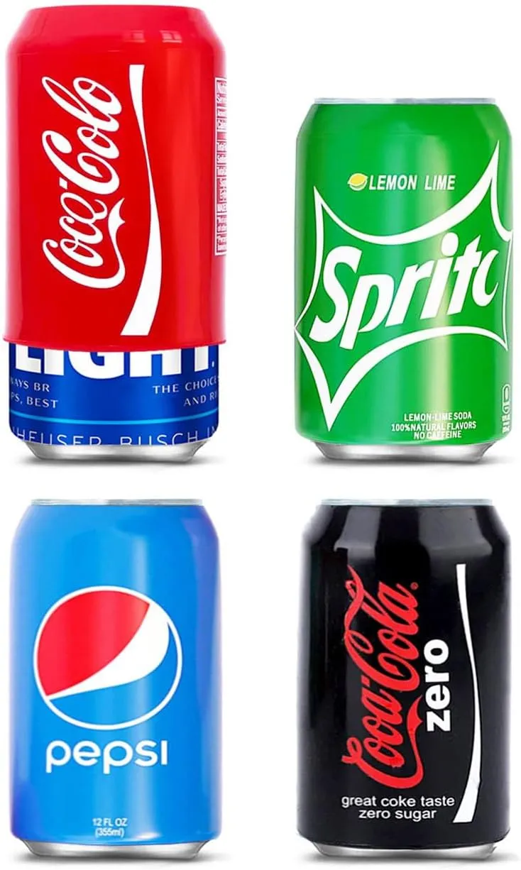 Can Covers that Look Like Soda, Silicone Sleeves for Cans, Can Wraps, Fits All 12FL OZ 355ml (Mixed, 4 Pack)