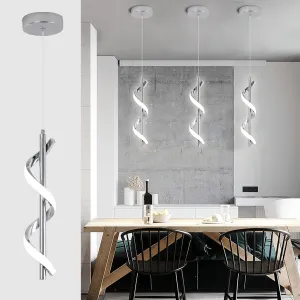 CANEOE Modern Led Pendant Light Fixture, 5500K Cool White Spiral Integrated LED Hanging Lamp, Adjustable Height Island Light Fixture for Kitchen Sink Living Room Dining Room Bedroom,1 Pack