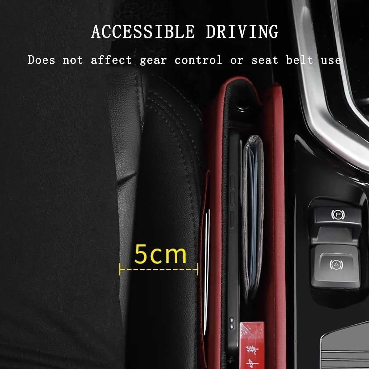Car Seat Storage Box for Peugeot 206 207 308 408 508 RCZ 208 3008 2008 4008 Series Car Seat Gap Organizer Seat Side Bag Reserved Charging Cable Hole Car Accessories,Beige