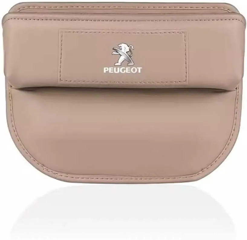 Car Seat Storage Box for Peugeot 206 207 308 408 508 RCZ 208 3008 2008 4008 Series Car Seat Gap Organizer Seat Side Bag Reserved Charging Cable Hole Car Accessories,Beige