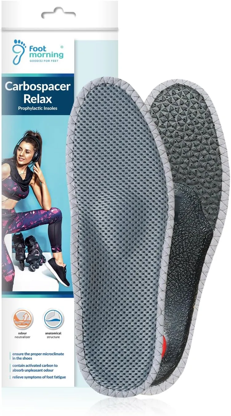 Carbospacer Relax - Deodorising Insoles - Odour Destroying Heavy Duty Work Wear - Breathable Mesh - Comfortable Soft Pad - Sweat Absorbent & Anti-Odour Shoe Inserts (Size US M11)