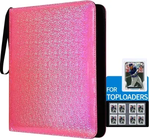 Card Binder for Toploaders, Portable 4 Pockets Trading Card Holder Albums for Sports, Trading, and Gaming Cards
