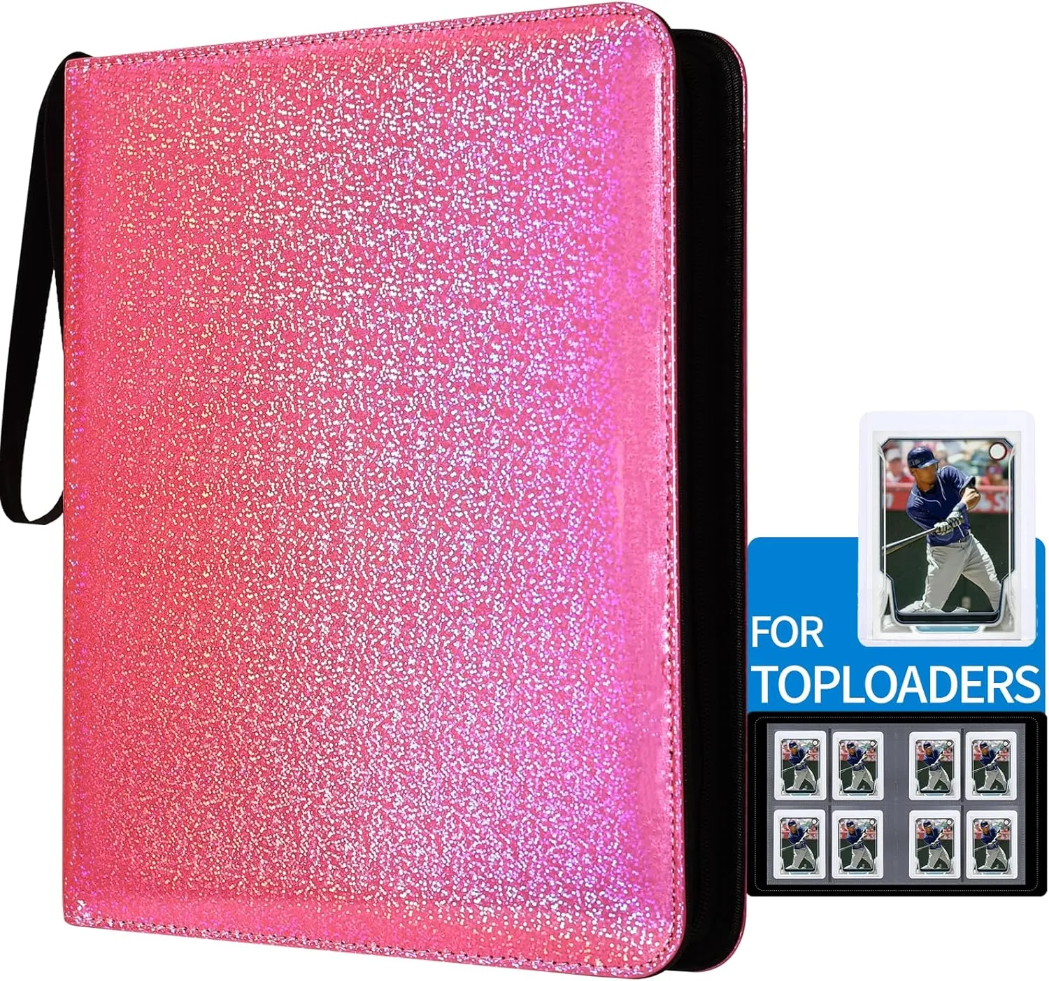 Card Binder for Toploaders, Portable 4 Pockets Trading Card Holder Albums for Sports, Trading, and Gaming Cards