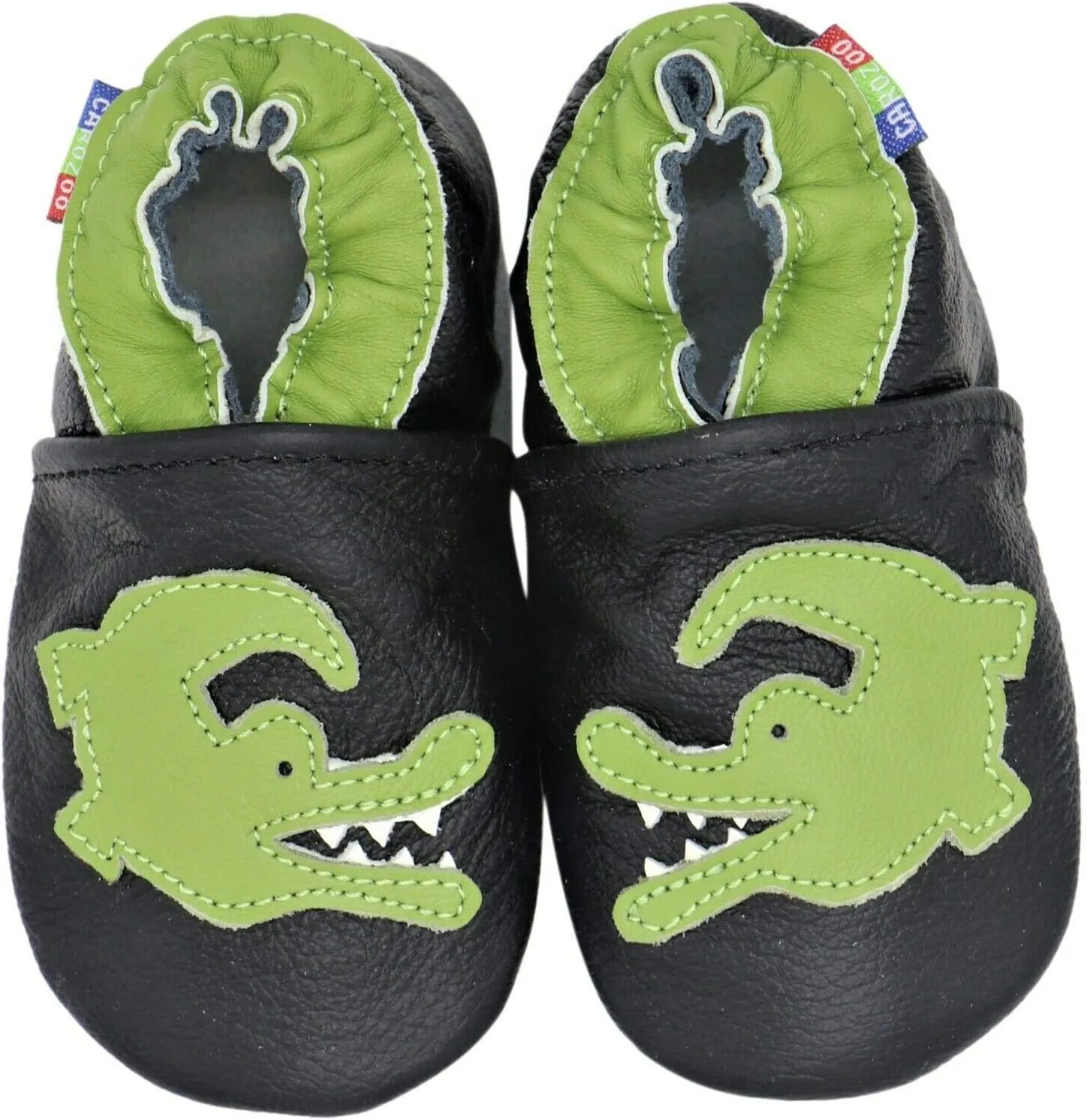 Carozoo Boys Girls Slippers Leather Soft Sole Indoor Shoes Socks Car Truck Dragon Shark Flowers 6-7 Years and 7-8 Years