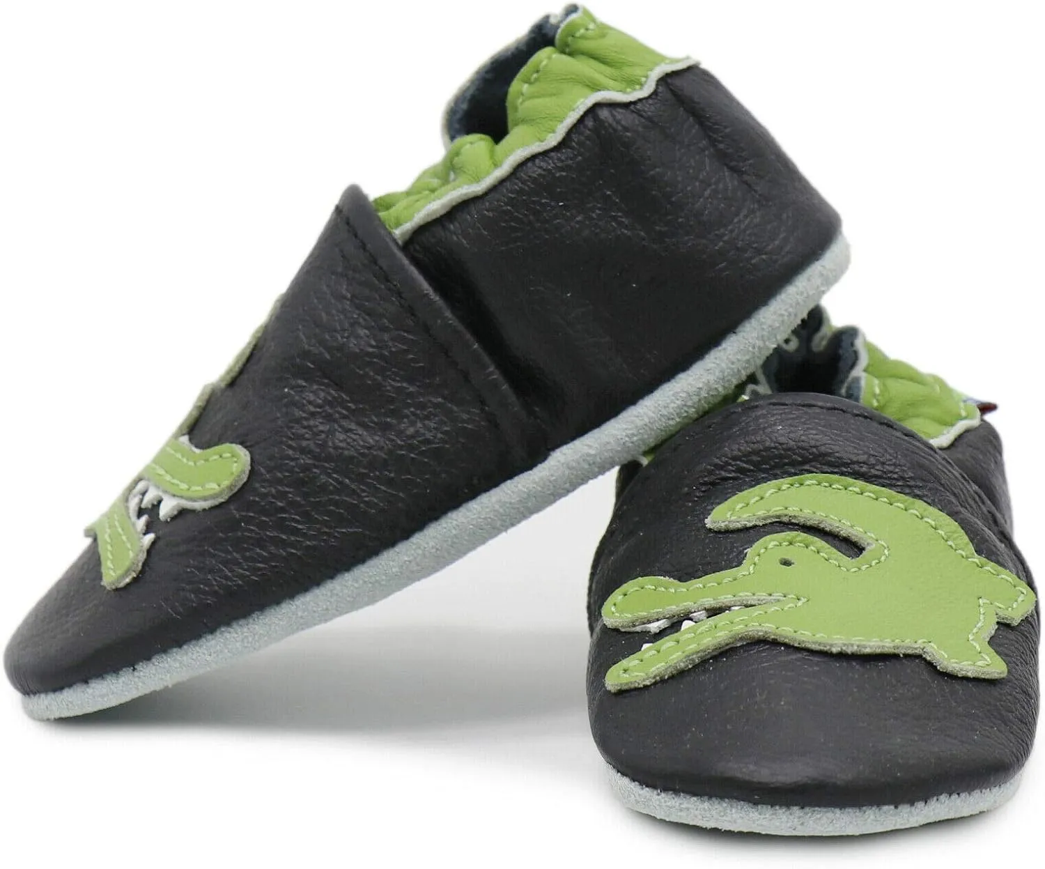 Carozoo Boys Girls Slippers Leather Soft Sole Indoor Shoes Socks Car Truck Dragon Shark Flowers 6-7 Years and 7-8 Years