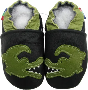 Carozoo Boys Girls Slippers Leather Soft Sole Indoor Shoes Socks Car Truck Dragon Shark Flowers 6-7 Years and 7-8 Years