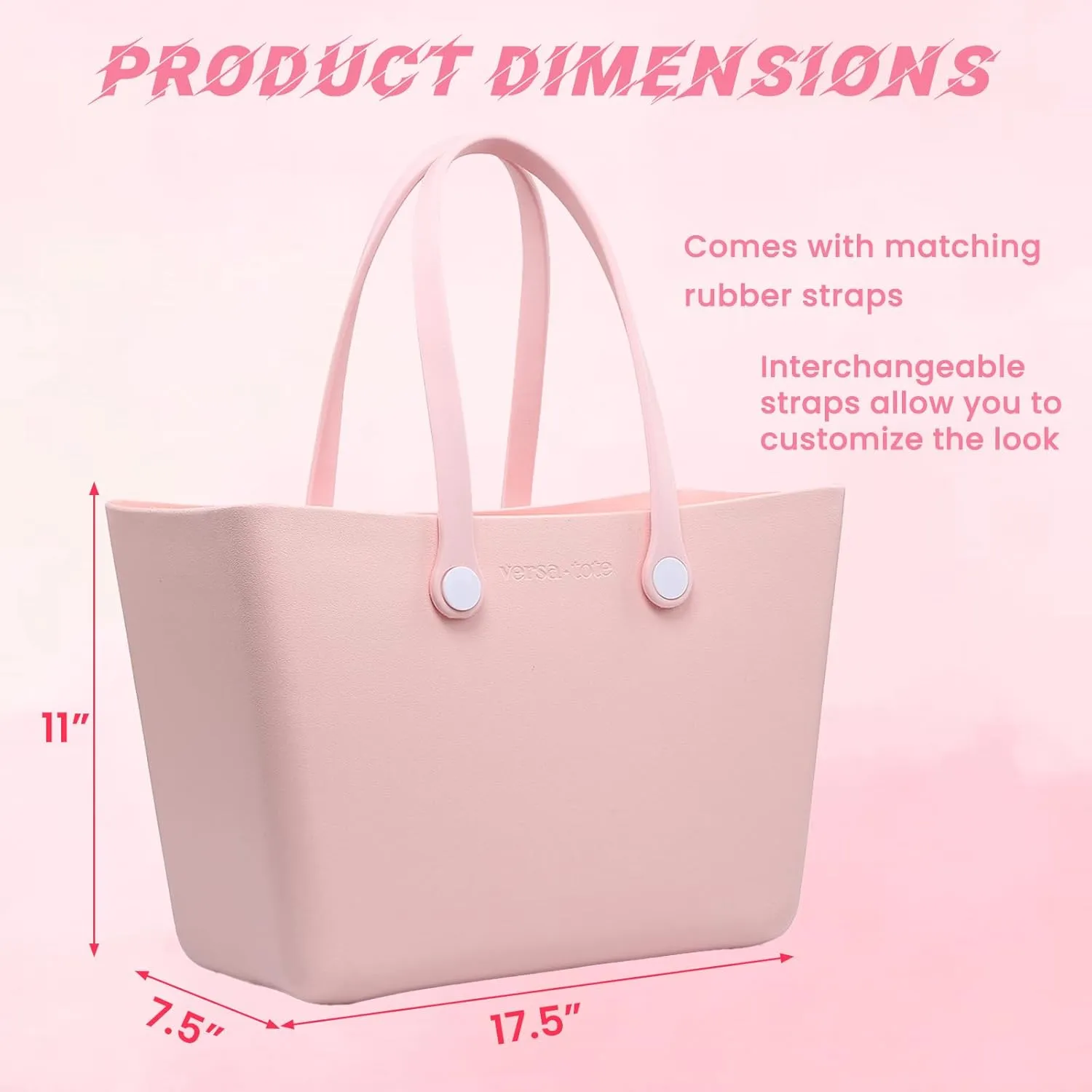 CARRIE Large Rubber Beach Bag Lightweight Waterproof Washable Durable Travel Tote for Boat Pool Sports Gym