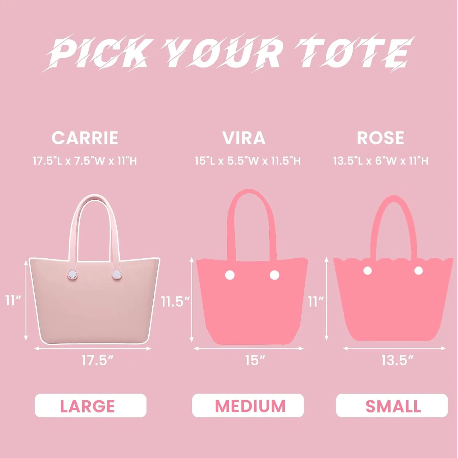 CARRIE Large Rubber Beach Bag Lightweight Waterproof Washable Durable Travel Tote for Boat Pool Sports Gym