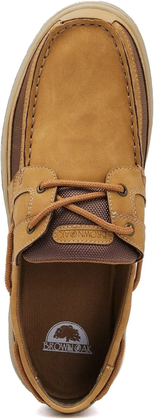 Casual Boat Slip on Shoes for Men - Durable Memory Foam Comfort Boat Shoes Men - Rubber Sole, Faux Leather and Lace-Up Mens Casual Shoes