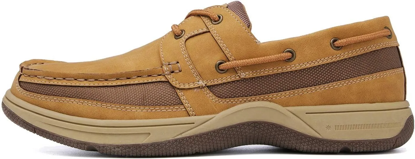 Casual Boat Slip on Shoes for Men - Durable Memory Foam Comfort Boat Shoes Men - Rubber Sole, Faux Leather and Lace-Up Mens Casual Shoes