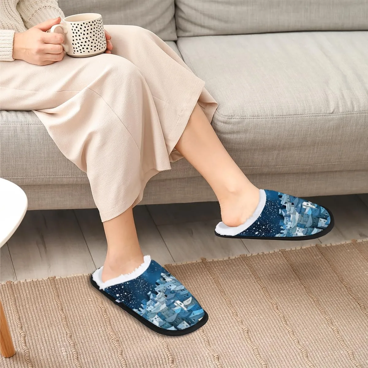 Cat Women's Indoor Bedroom Slippers Soft Fuzzy Slip On House Slippers for Winter Bedroom Outdoor