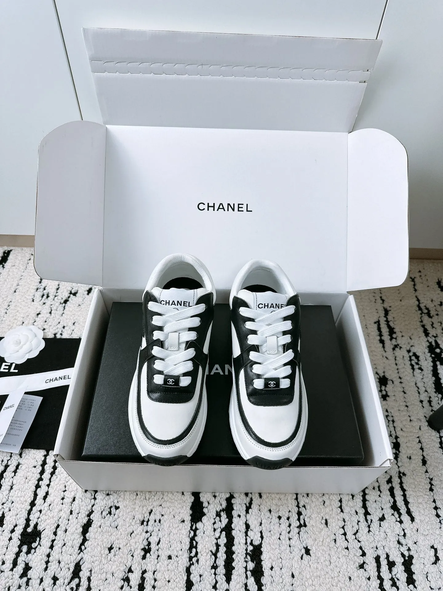 CC Sneaker 35mm In White Mix Black Soft Cowhide 144706