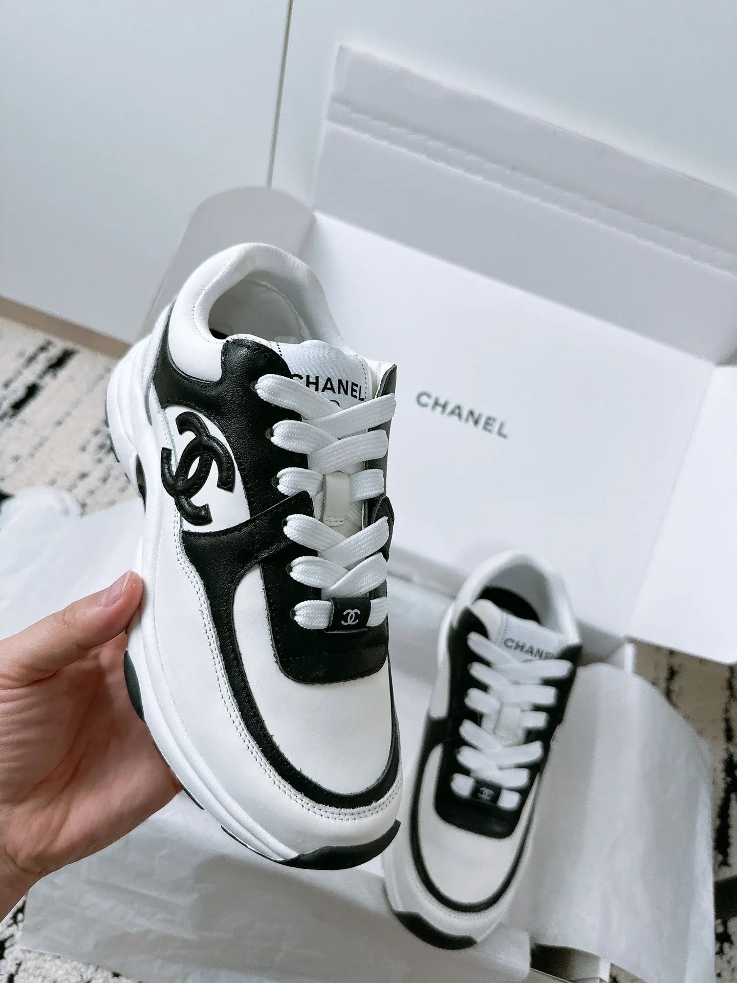 CHANEL Soft 35mm Cowhide In Mix Plug-and-play Timely delivery Sneaker White 144706 Black