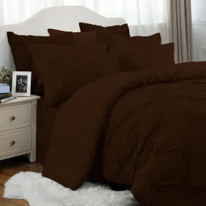 Chocolate Emperor Comforter Set - 7 Piece Pinch Pleated Bed in a Bag - 600 Thread Count 100% Egyptian Cotton Bedding Set - (30 inch Deep Pocket Sheet Set and 500GSM Comforter)