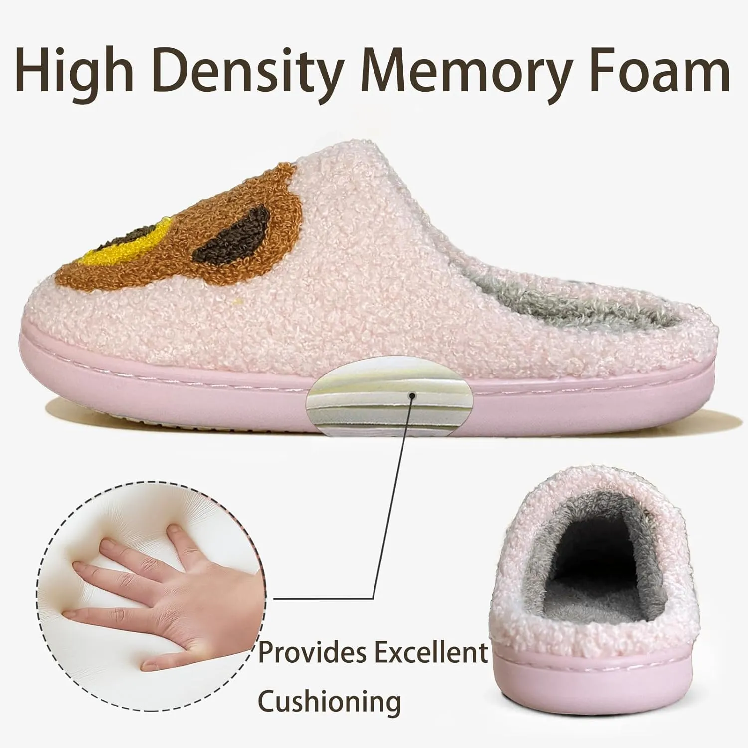 Christmas Slippers Reindeer Slippers for Women and Men Holiday Halloween Slippers Indoor Bedroom Fluffy Warm Fleece Slippers Winter Soft Cozy Home Non-Slip Soft Plush Slip-on Wool Lined House Shoes
