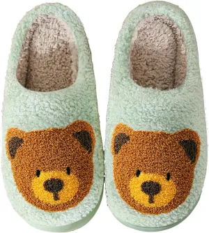 Christmas Slippers Reindeer Slippers for Women and Men Holiday Halloween Slippers Indoor Bedroom Fluffy Warm Fleece Slippers Winter Soft Cozy Home Non-Slip Soft Plush Slip-on Wool Lined House Shoes