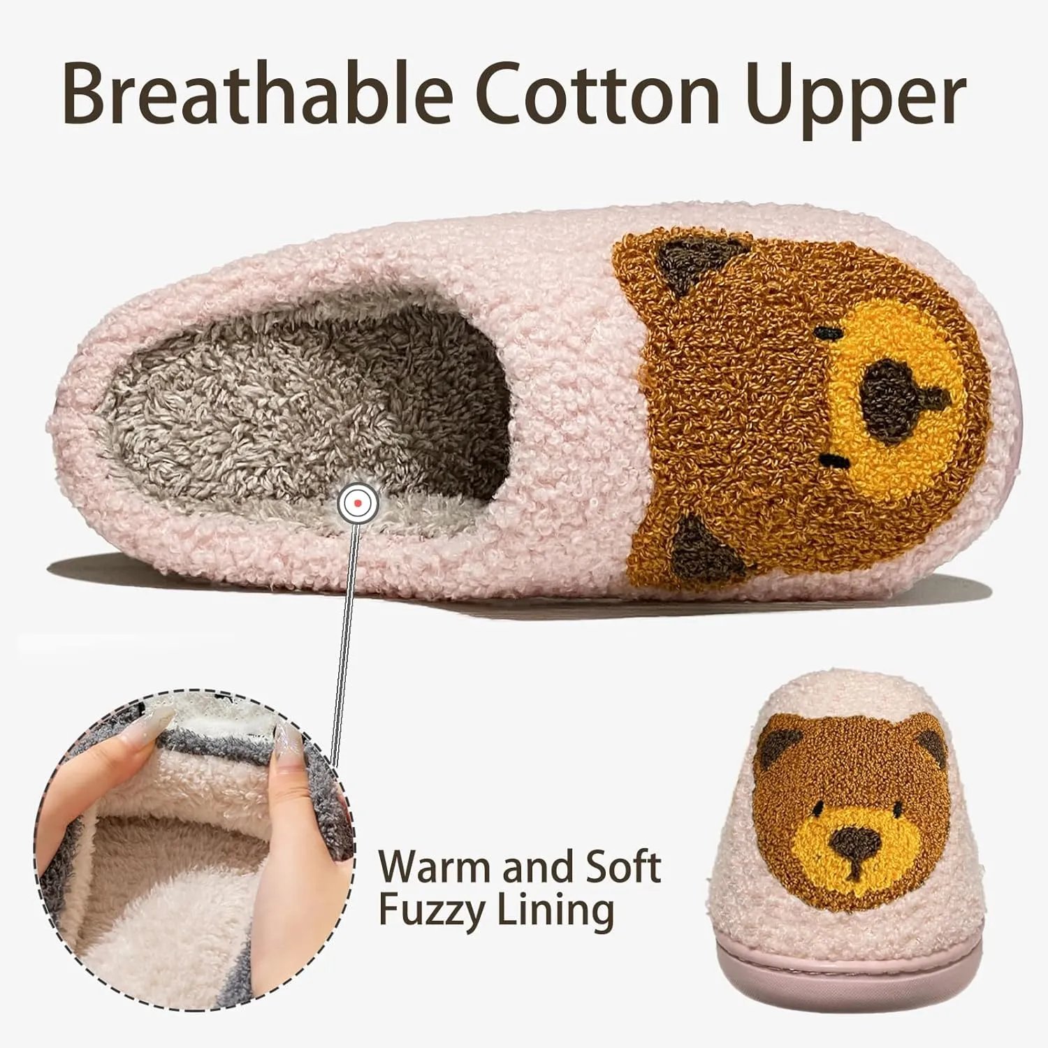 Christmas Slippers Reindeer Slippers for Women and Men Holiday Halloween Slippers Indoor Bedroom Fluffy Warm Fleece Slippers Winter Soft Cozy Home Non-Slip Soft Plush Slip-on Wool Lined House Shoes