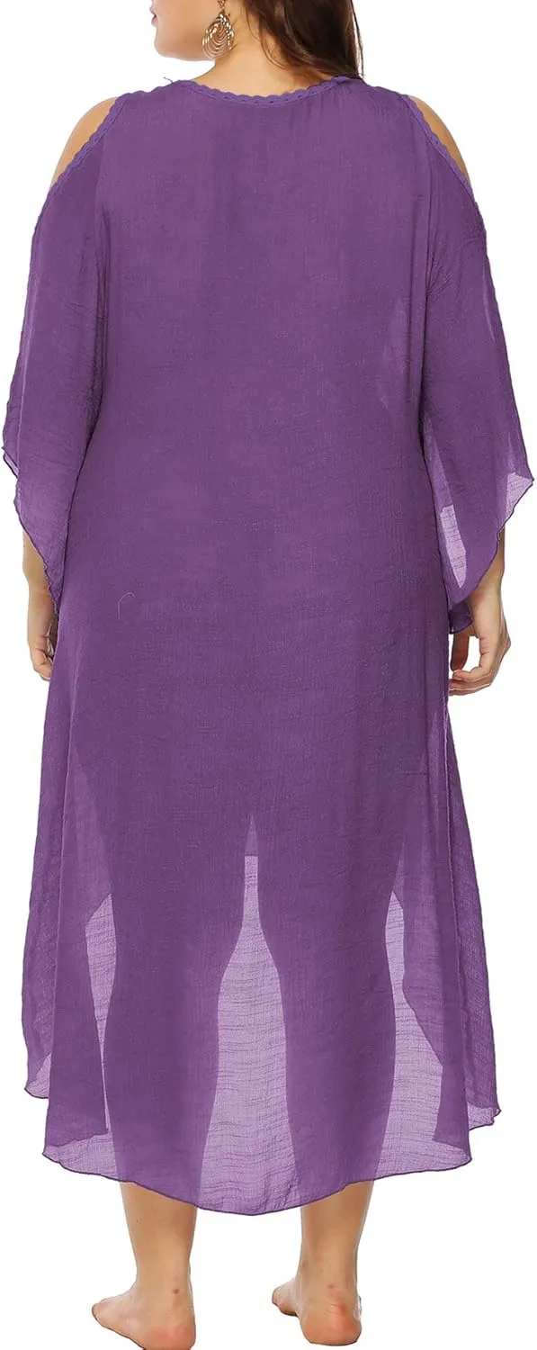 Chrisuno Women's Plus Size Bathing Suit Cover Ups Swimsuit Coverups Dress Soft Crochet Bikini Beach Skirt
