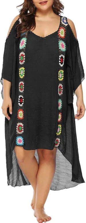 Chrisuno Women's Plus Size Bathing Suit Cover Ups Swimsuit Coverups Dress Soft Crochet Bikini Beach Skirt