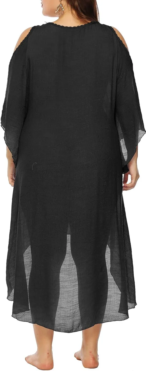 Chrisuno Women's Plus Size Bathing Suit Cover Ups Swimsuit Coverups Dress Soft Crochet Bikini Beach Skirt