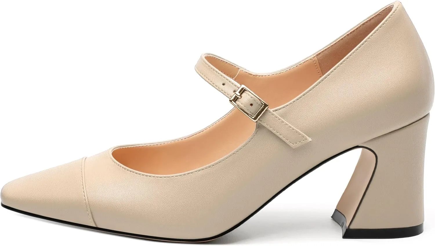 Chunky Block Heels for Women Square Patent Mary Jane Closed Toe Slip On Pumps Party Dress Wedding Shoes 2.5Inch