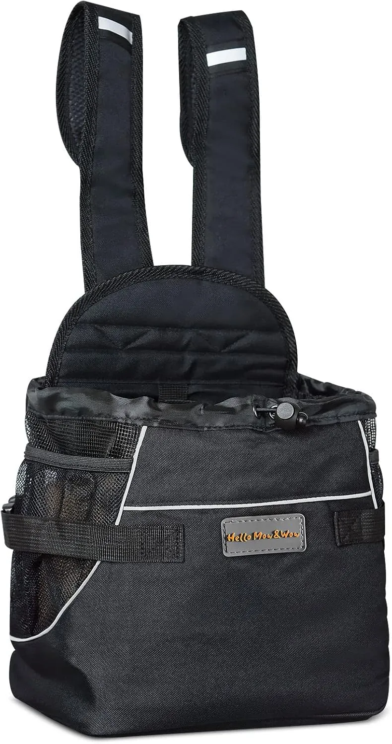 Cinf Backpack Adjustable Pet Front Cat Dog Carrier Bag Easy-Fit Traveling Hiking Camping Puppies Outdoor Use Black